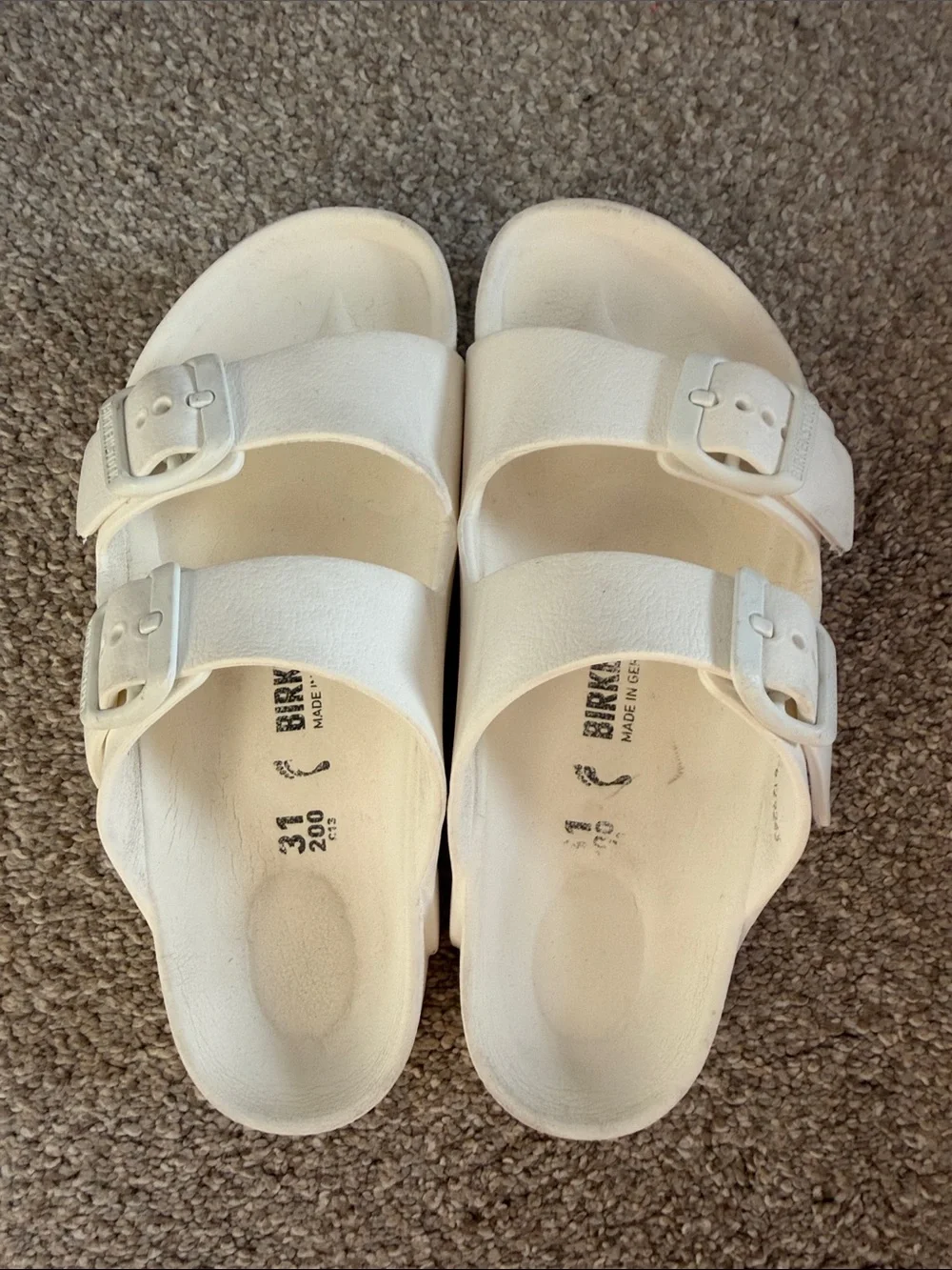 Birkenstock Kids White Two-Strap Slide Sandals Size 31